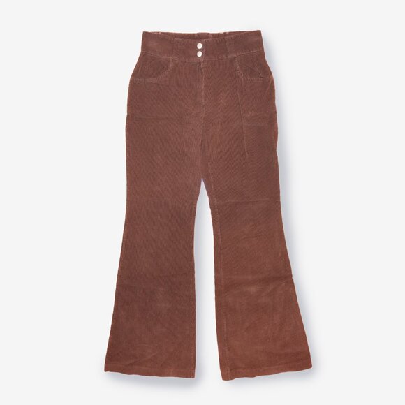 Mid Rise Flared Pants, Corduroy, Brown, Bootcut - Picture 3 of 6